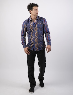 Camisa casual Benziny de algodón manga larga para hombre
