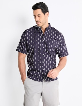 Camisa Casual Cavalatti De Algodón Manga Corta Para Hombre