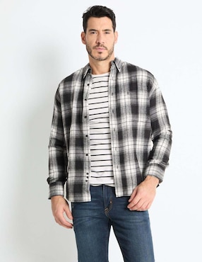 Camisa Casual Cavalatti De Algodón Manga Larga Para Hombre