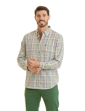 Camisa Casual Ferrioni De Algodón Manga Larga Para Hombre