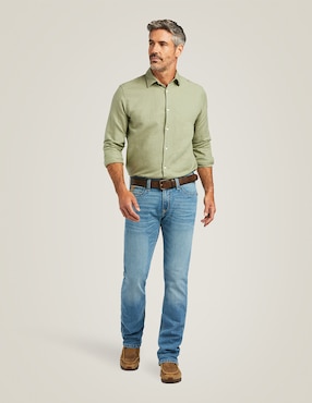 Jeans bota Ariat deslavado para hombre