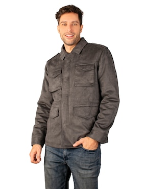 Chamarra Parka JBE De Gamuza Con Bolsillos Para Hombre