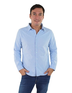 Camisa casual Breton de algodón manga larga para hombre