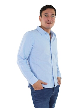 Camisa casual Breton de algodón manga larga para hombre
