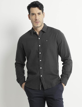 Camisa Casual Ábito De Lino Manga Larga Para Hombre