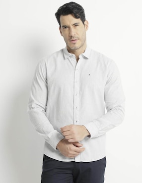 Camisa Casual Ábito De Lino Manga Larga Para Hombre