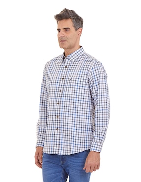 Camisa Casual Ferrioni De Algodón Manga Larga Para Hombre