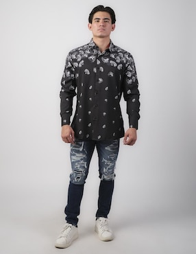 Camisa casual Benziny de algodón manga larga para hombre