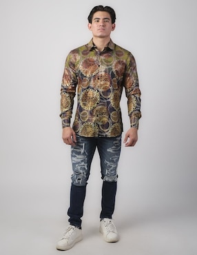 Camisa casual Benziny de algodón manga larga para hombre