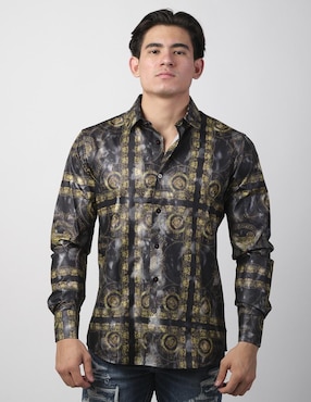 Camisa casual Benziny de algodón manga larga para hombre