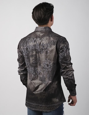 Camisa casual Benziny de algodón manga larga para hombre