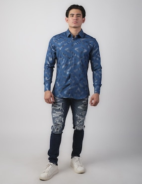 Camisa casual Benziny de algodón manga larga para hombre