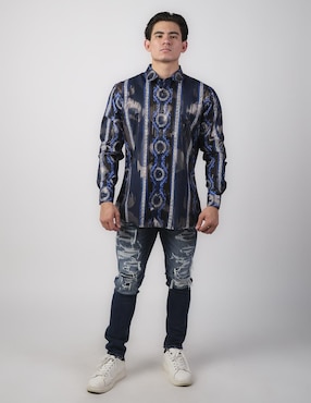 Camisa casual Benziny de algodón manga larga para hombre