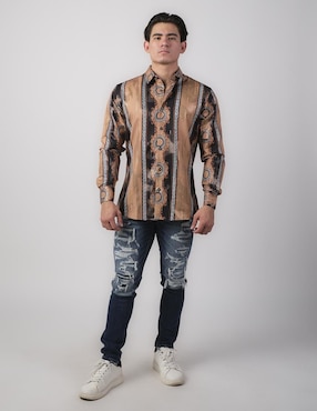 Camisa casual Benziny de algodón manga larga para hombre