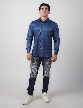 Camisa casual Benziny de algodón manga larga para hombre