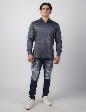 Camisa casual Benziny de algodón manga larga para hombre