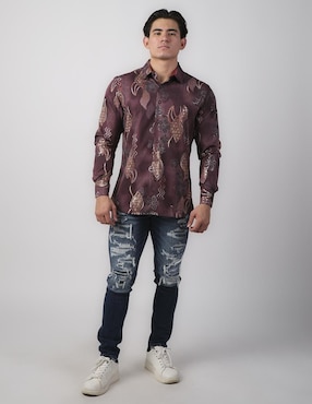 Camisa casual Benziny de algodón manga larga para hombre