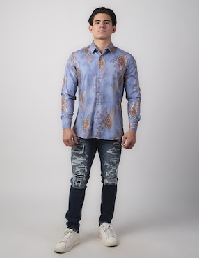 Camisa casual Benziny de algodón manga larga para hombre