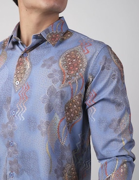Camisa casual Benziny de algodón manga larga para hombre