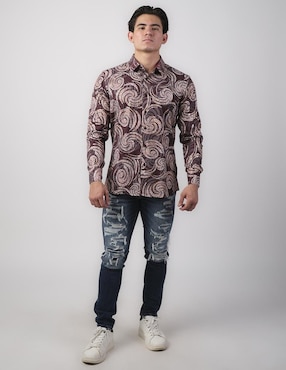 Camisa casual Benziny de algodón manga larga para hombre