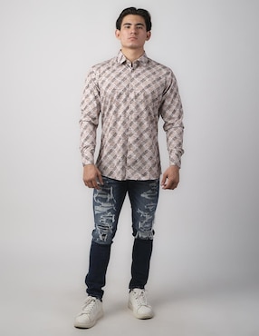 Camisa casual Benziny de algodón manga larga para hombre
