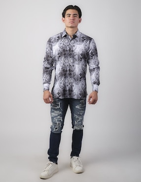 Camisa casual Benziny de algodón manga larga para hombre