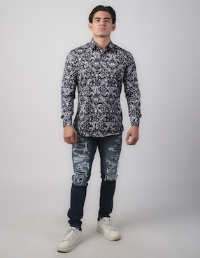 Camisa casual Benziny de algodón manga larga para hombre