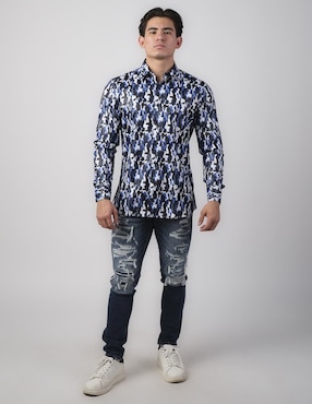 Camisa casual Benziny de algodón manga larga para hombre