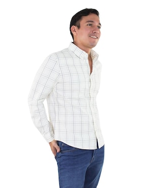 Camisa casual Breton de algodón manga larga para hombre