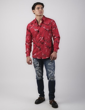 Camisa casual Pavini de algodón manga larga para hombre
