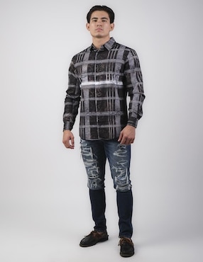Camisa casual Pavini de algodón manga larga para hombre