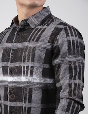 Camisa casual Pavini de algodón manga larga para hombre