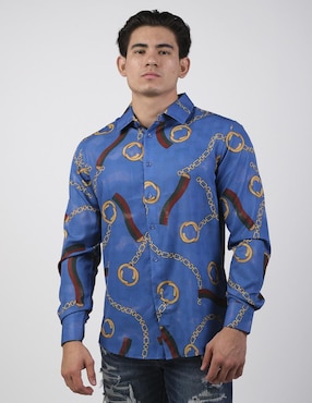 Camisa Casual Pavini Manga Larga Para Hombre