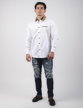 Camisa casual Pavini de de algodón manga larga para hombre