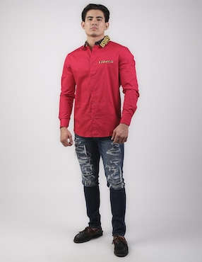 Camisa casual Pavini de algodón manga larga para hombre