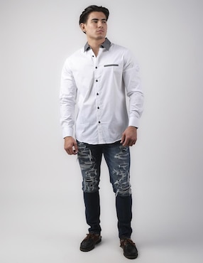 Camisa casual Pavini de algodón manga larga para hombre