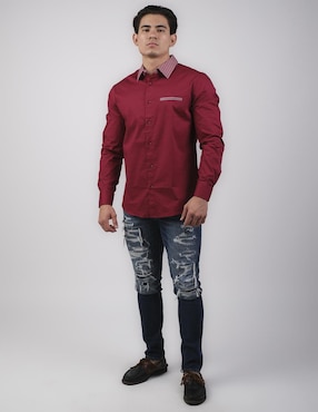 Camisa casual pavini de algodón manga larga para hombre