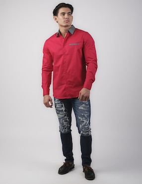 Camisa casual Pavini de algodón manga larga para hombre