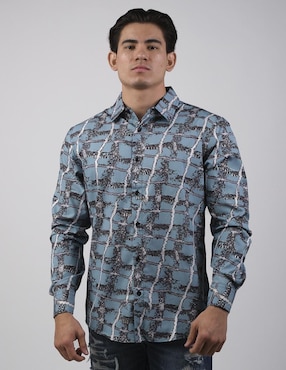 Camisa Casual Pavini De Algodón Manga Larga Para Hombre