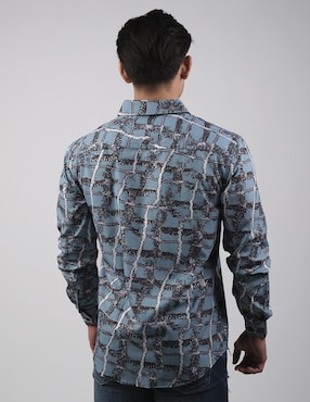 Camisa casual Pavini de algodón manga larga para hombre