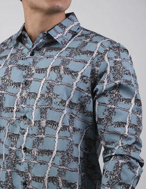 Camisa casual Pavini de algodón manga larga para hombre
