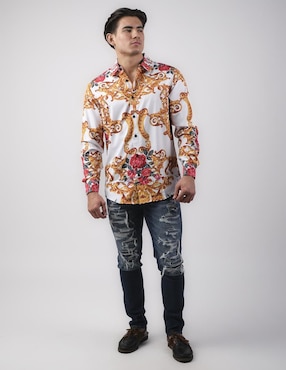 Camisa casual Pavini manga larga para hombre