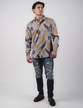 Camiasa casual Pavini manga larga para hombre