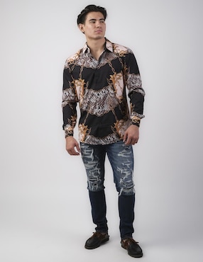 Camisa casual Pavini manga larga para hombre