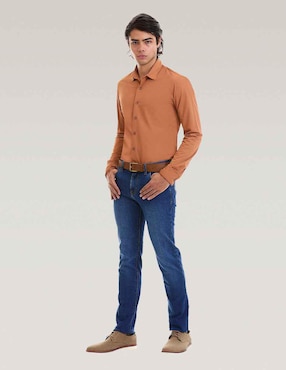 Camisa casual Vittorio Forti de poliéster manga larga para hombre