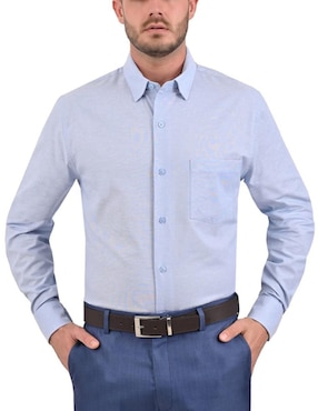 Camisa casual Sansabelt de algodón manga larga para hombre