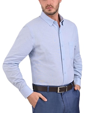 Camisa casual Sansabelt de algodón manga larga para hombre