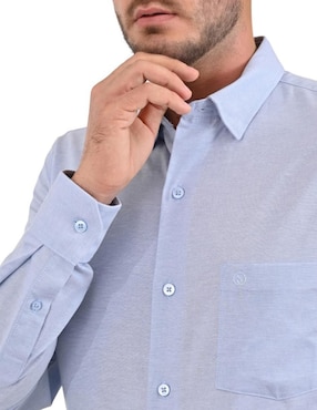 Camisa casual Sansabelt de algodón manga larga para hombre