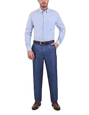 Camisa casual Sansabelt de algodón manga larga para hombre