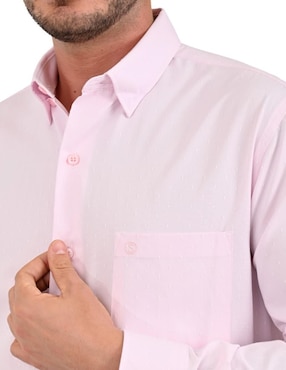 Camisa casual Sansabelt de poliéster y algodón manga larga para hombre